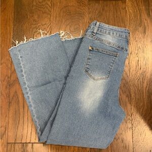 Frayed Hem Blue Jeans